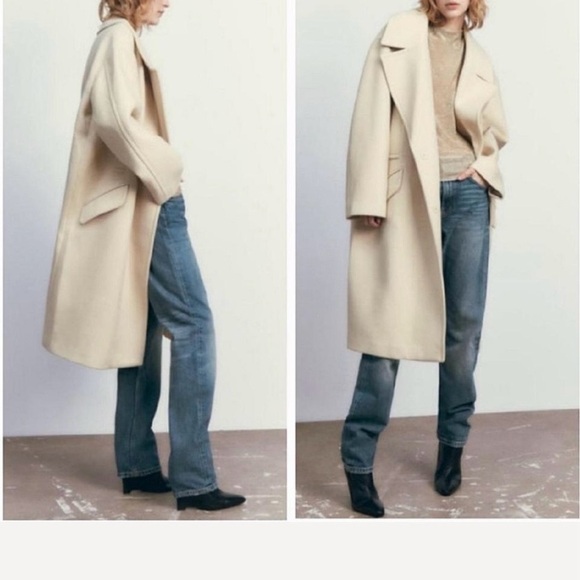 NWT Zara cream wool coat. - Picture 4 of 7